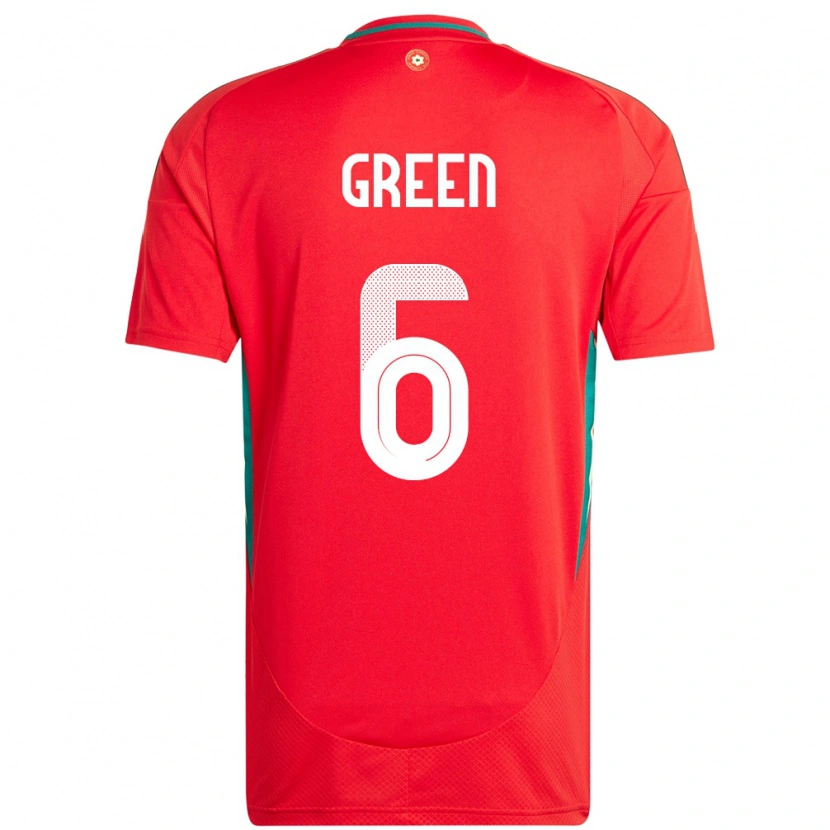 Danxen Pánské Wales Josephine Green #6 Červený Domů Hráčské Dresy 24-26 Dres