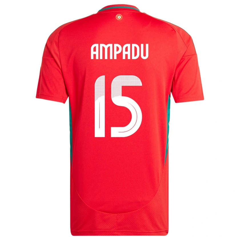 Danxen Pánské Wales Ethan Ampadu #15 Červený Domů Hráčské Dresy 24-26 Dres
