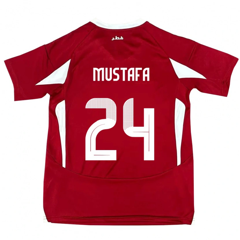Danxen Pánské Katar Mustafa Mashaal #24 Červený Domů Hráčské Dresy 24-26 Dres