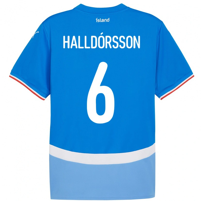 Danxen Pánské Island Einar Freyr Halldórsson #6 Modrý Domů Hráčské Dresy 24-26 Dres