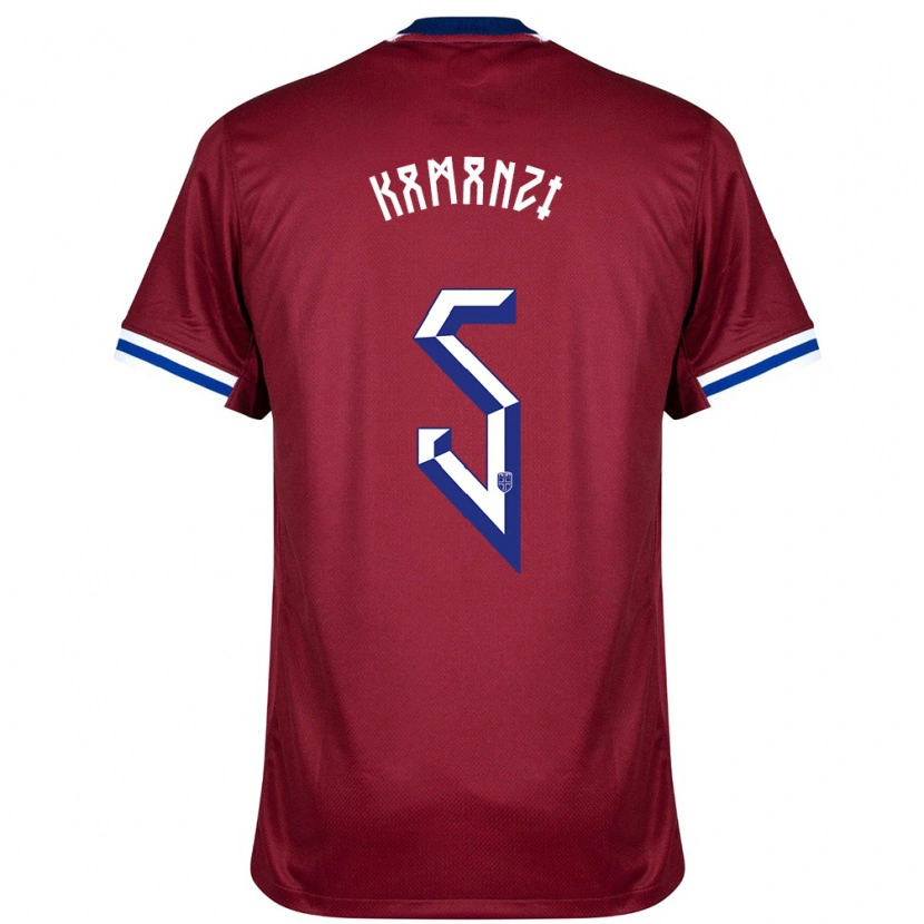 Danxen Pánské Norsko Warren Kamanzi #5 Červená Modrá Bílá Domů Hráčské Dresy 24-26 Dres