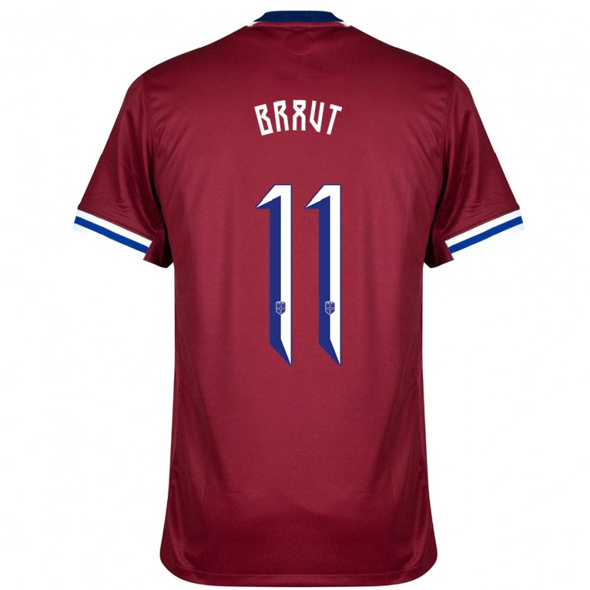 Danxen Pánské Norsko Daniel Braut #11 Červená Modrá Bílá Domů Hráčské Dresy 24-26 Dres