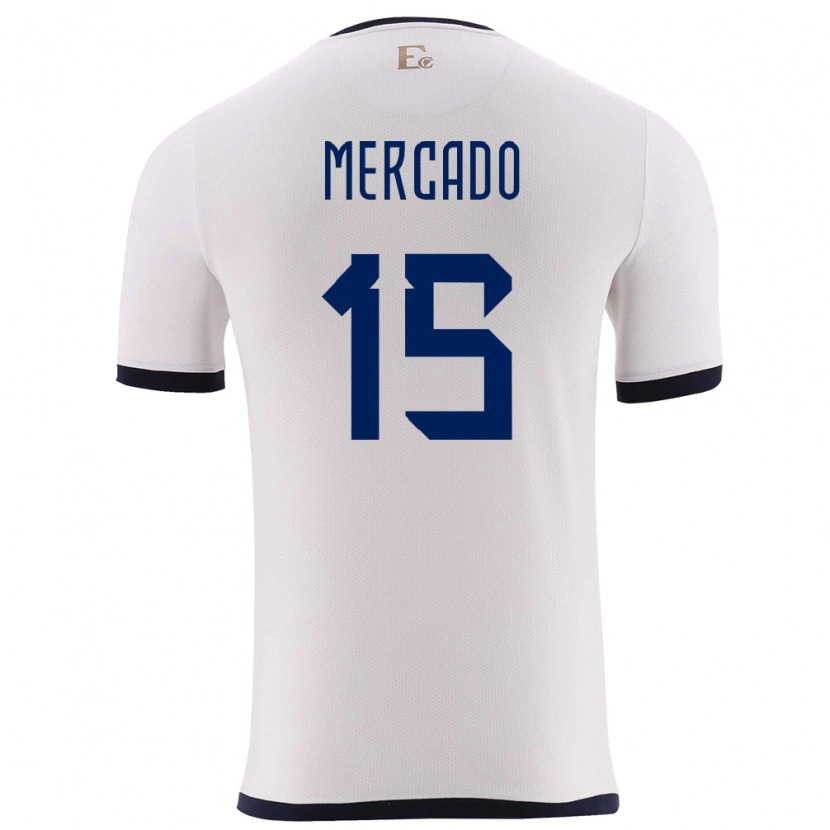 Danxen Pánské Ekvádor John Mercado #15 Bílý Daleko Hráčské Dresy 24-26 Dres