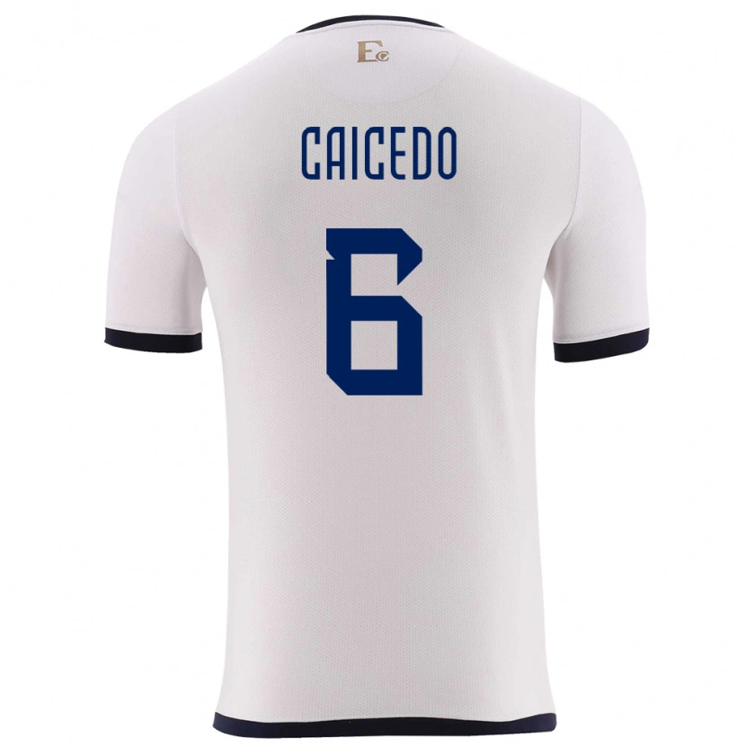 Danxen Pánské Ekvádor Fricio Caicedo #6 Bílý Daleko Hráčské Dresy 24-26 Dres