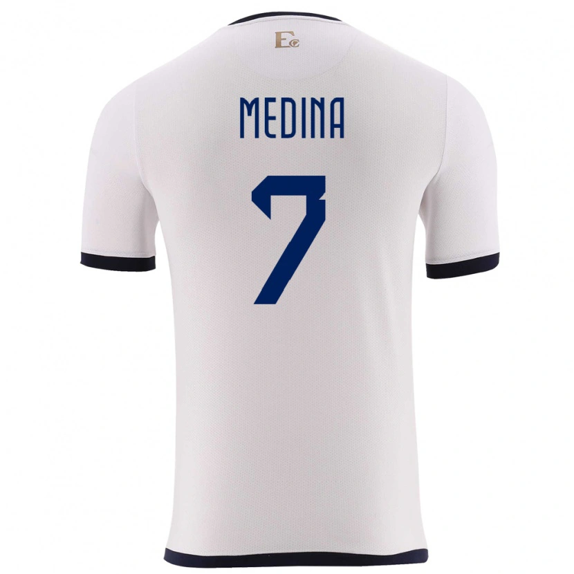 Danxen Pánské Ekvádor Yaimar Medina #7 Bílý Daleko Hráčské Dresy 24-26 Dres