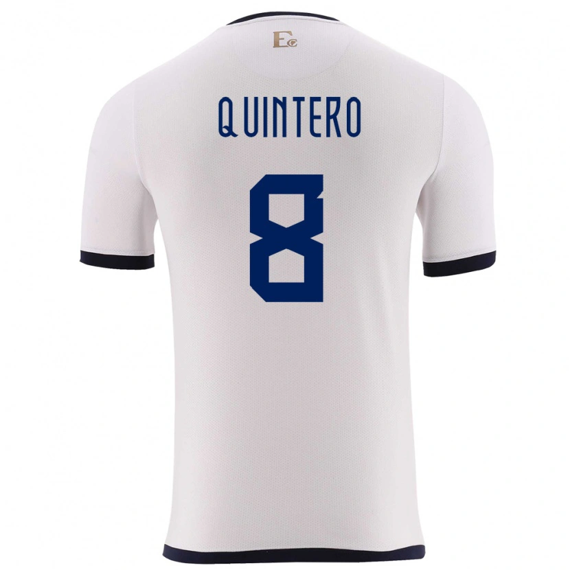 Danxen Pánské Ekvádor Hólger Quintero #8 Bílý Daleko Hráčské Dresy 24-26 Dres