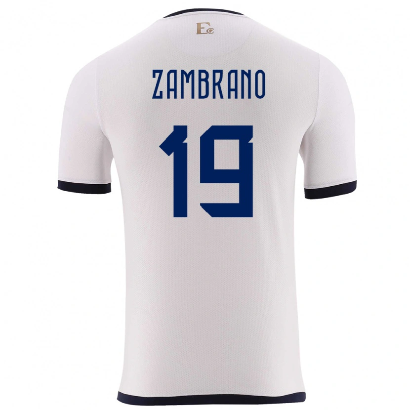 Danxen Pánské Ekvádor Cristhoper Zambrano #19 Bílý Daleko Hráčské Dresy 24-26 Dres