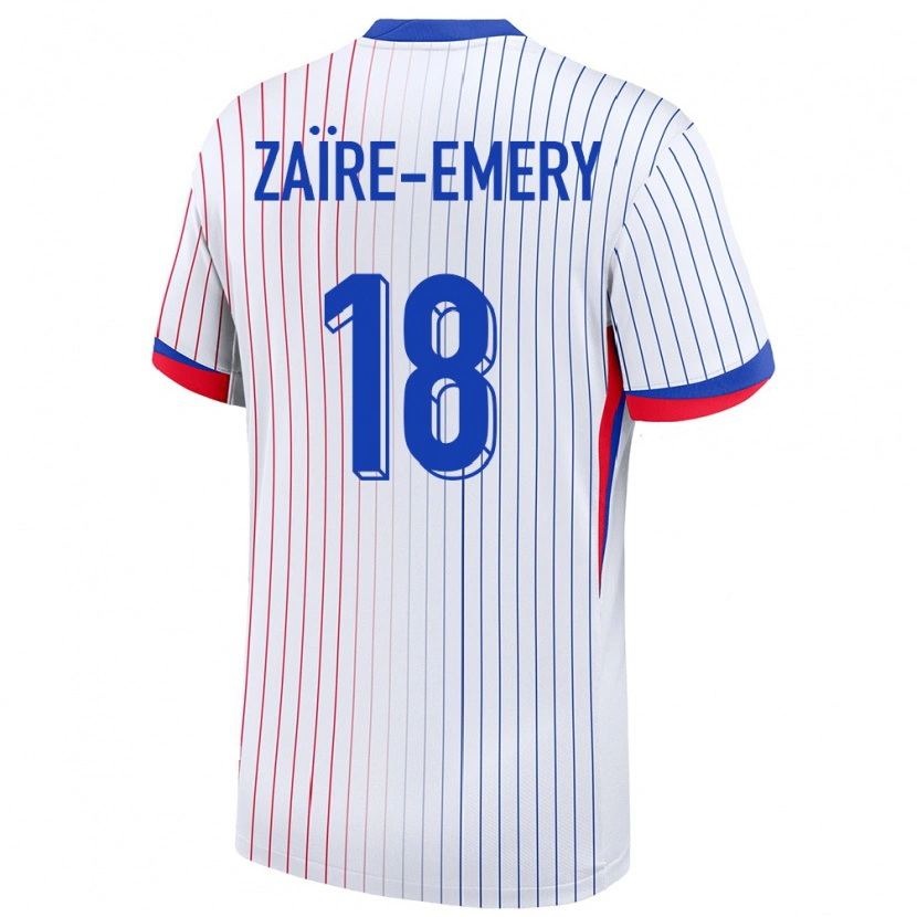 Danxen Pánské Francie Warren Zaïre-Emery #18 Bílý Daleko Hráčské Dresy 24-26 Dres