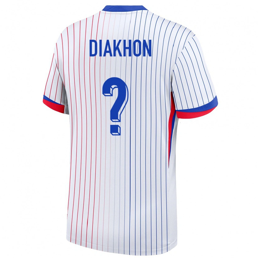 Danxen Pánské Francie Mamadou Diakhon #0 Bílý Daleko Hráčské Dresy 24-26 Dres