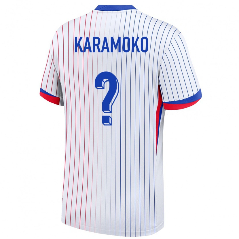 Danxen Pánské Francie Noah Karamoko #0 Bílý Daleko Hráčské Dresy 24-26 Dres