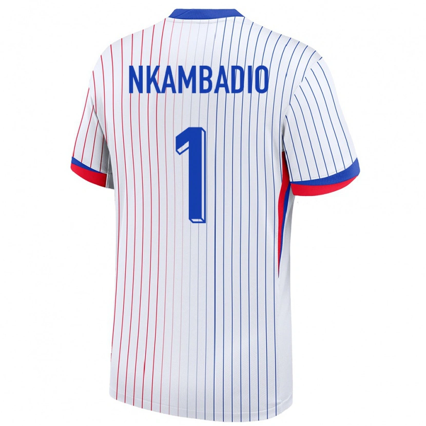 Danxen Pánské Francie Obed Nkambadio #1 Bílý Daleko Hráčské Dresy 24-26 Dres