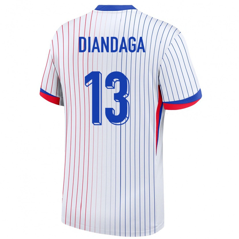 Danxen Pánské Francie Hermann Diandaga #13 Bílý Daleko Hráčské Dresy 24-26 Dres
