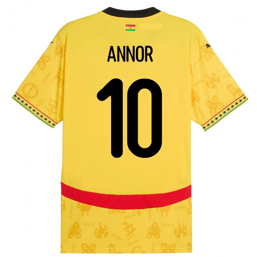 Danxen Pánské Ghana Emmanuel Annor #10 Žluť Daleko Hráčské Dresy 24-26 Dres