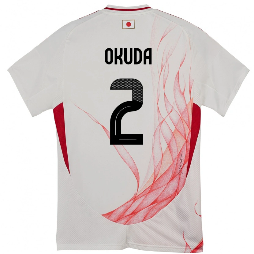 Danxen Pánské Japonsko Hayato Okuda #2 Bílý Daleko Hráčské Dresy 24-26 Dres