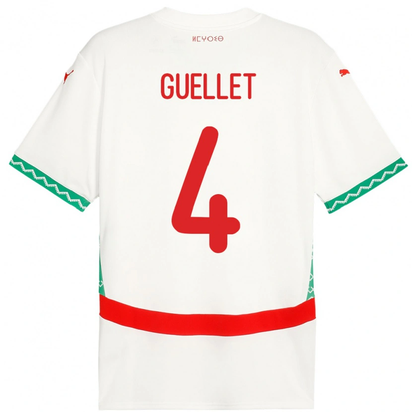 Danxen Pánské Maroko Shadi Guellet #4 Bílý Daleko Hráčské Dresy 24-26 Dres