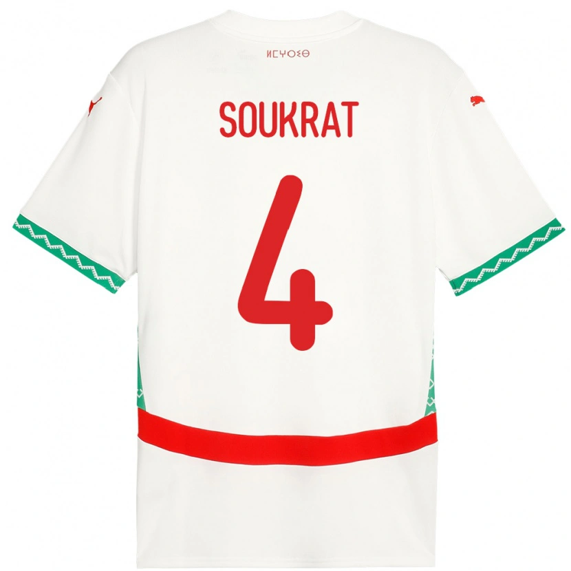 Danxen Pánské Maroko Bilal Soukrat #4 Bílý Daleko Hráčské Dresy 24-26 Dres