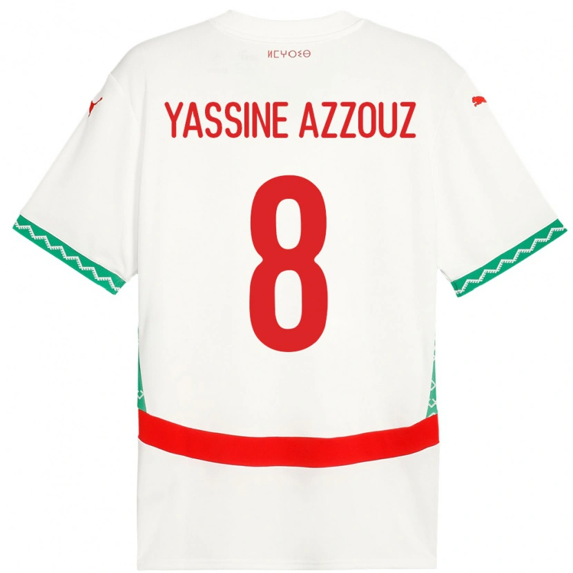 Danxen Pánské Maroko Mohamed Yassine Azzouz #8 Bílý Daleko Hráčské Dresy 24-26 Dres