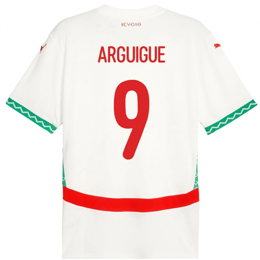 Danxen Pánské Maroko Ayman Arguigue #9 Bílý Daleko Hráčské Dresy 24-26 Dres