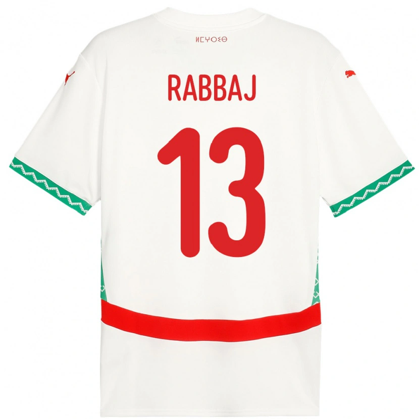 Danxen Pánské Maroko Yusuf Rabbaj #13 Bílý Daleko Hráčské Dresy 24-26 Dres