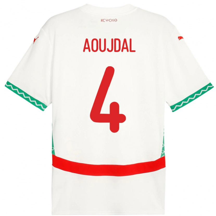 Danxen Pánské Maroko Youssef Aoujdal #4 Bílý Daleko Hráčské Dresy 24-26 Dres