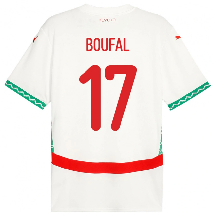 Danxen Pánské Maroko Sofiane Boufal #17 Bílý Daleko Hráčské Dresy 24-26 Dres