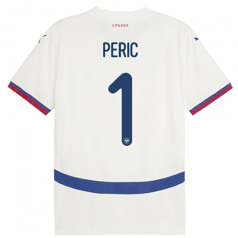 Danxen Pánské Srbsko Strahinja Peric #1 Bílý Daleko Hráčské Dresy 24-26 Dres