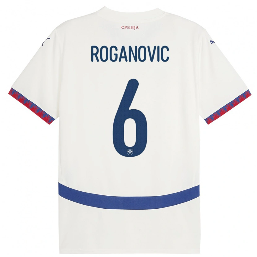 Danxen Pánské Srbsko Vuk Roganovic #6 Bílý Daleko Hráčské Dresy 24-26 Dres