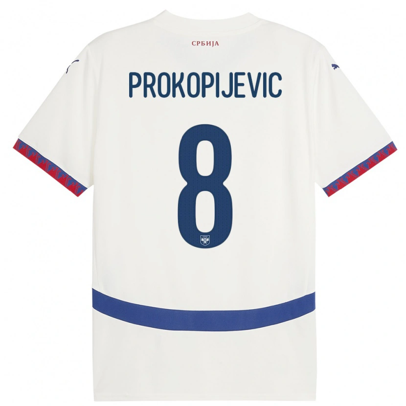 Danxen Pánské Srbsko Mateja Prokopijevic #8 Bílý Daleko Hráčské Dresy 24-26 Dres