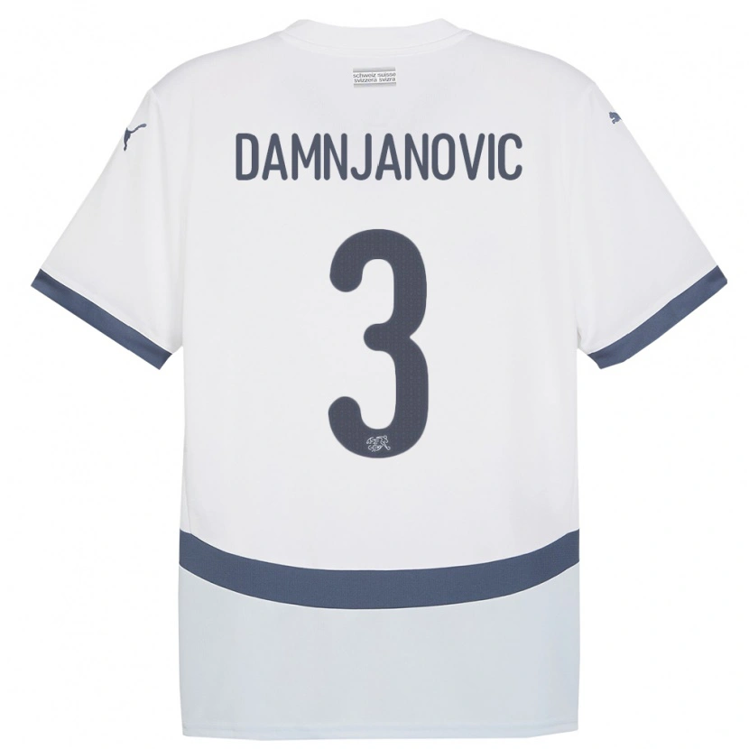 Danxen Pánské Švýcarsko Lazar Damnjanovic #3 Bílý Daleko Hráčské Dresy 24-26 Dres