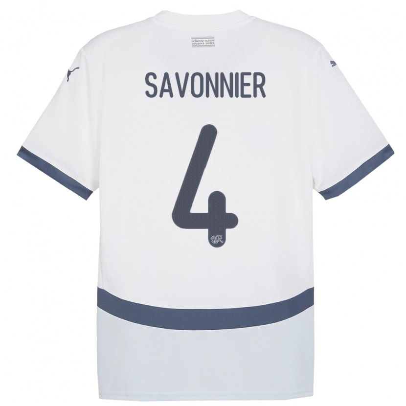 Danxen Pánské Švýcarsko Nelson Savonnier #4 Bílý Daleko Hráčské Dresy 24-26 Dres