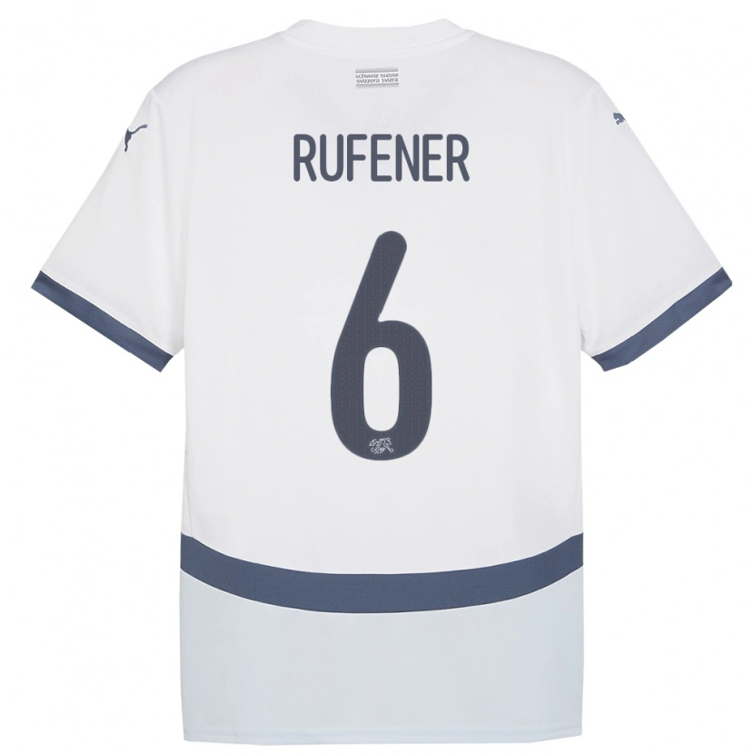 Danxen Pánské Švýcarsko Elio Rufener #6 Bílý Daleko Hráčské Dresy 24-26 Dres