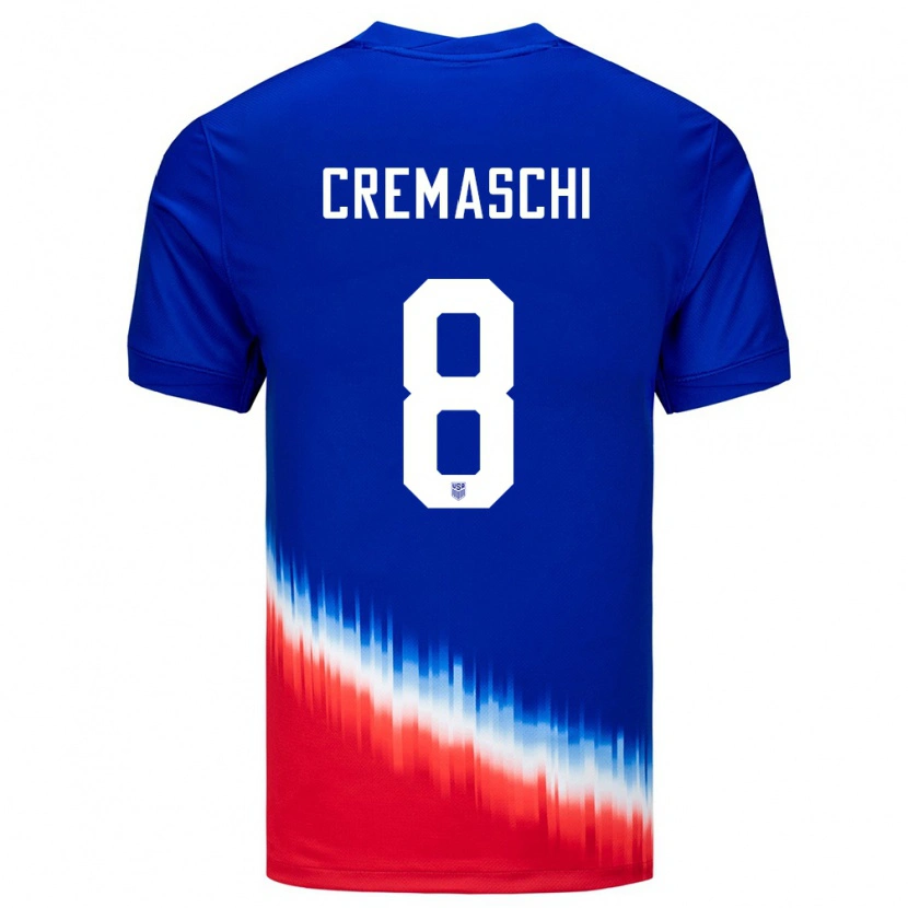 Danxen Pánské Spojené Státy Americké Benja Cremaschi #8 Modrý Daleko Hráčské Dresy 24-26 Dres
