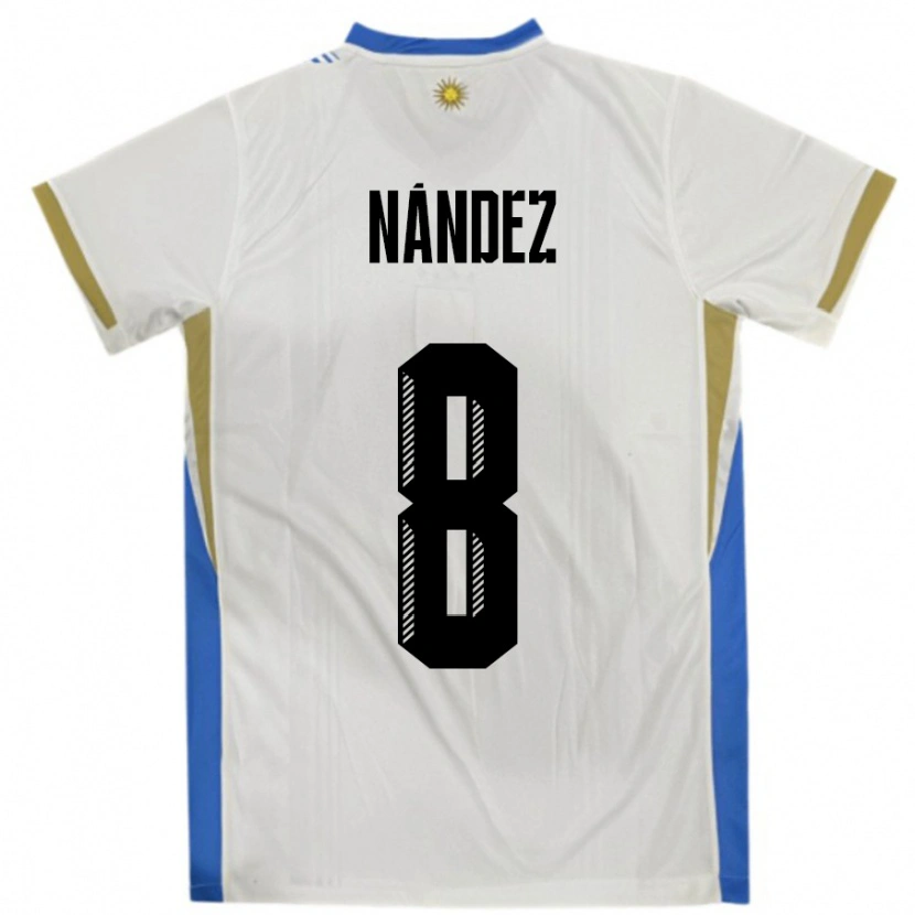 Danxen Pánské Uruguay Nahitan Nández #8 Bílá Modrá Daleko Hráčské Dresy 24-26 Dres
