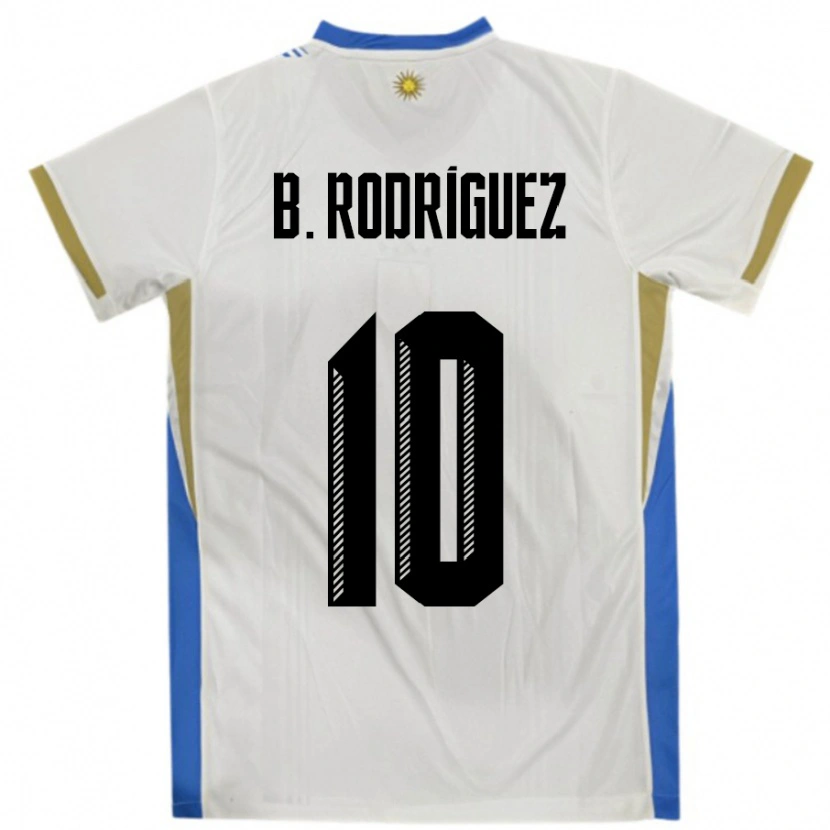 Danxen Pánské Uruguay Brian Rodríguez #10 Bílá Modrá Daleko Hráčské Dresy 24-26 Dres