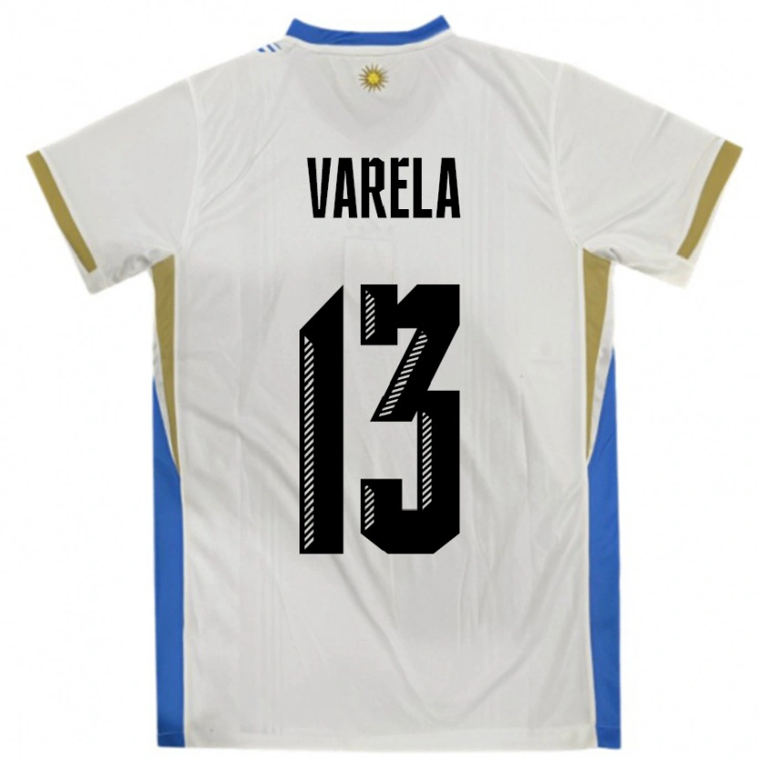 Danxen Pánské Uruguay Guillermo Varela #13 Bílá Modrá Daleko Hráčské Dresy 24-26 Dres