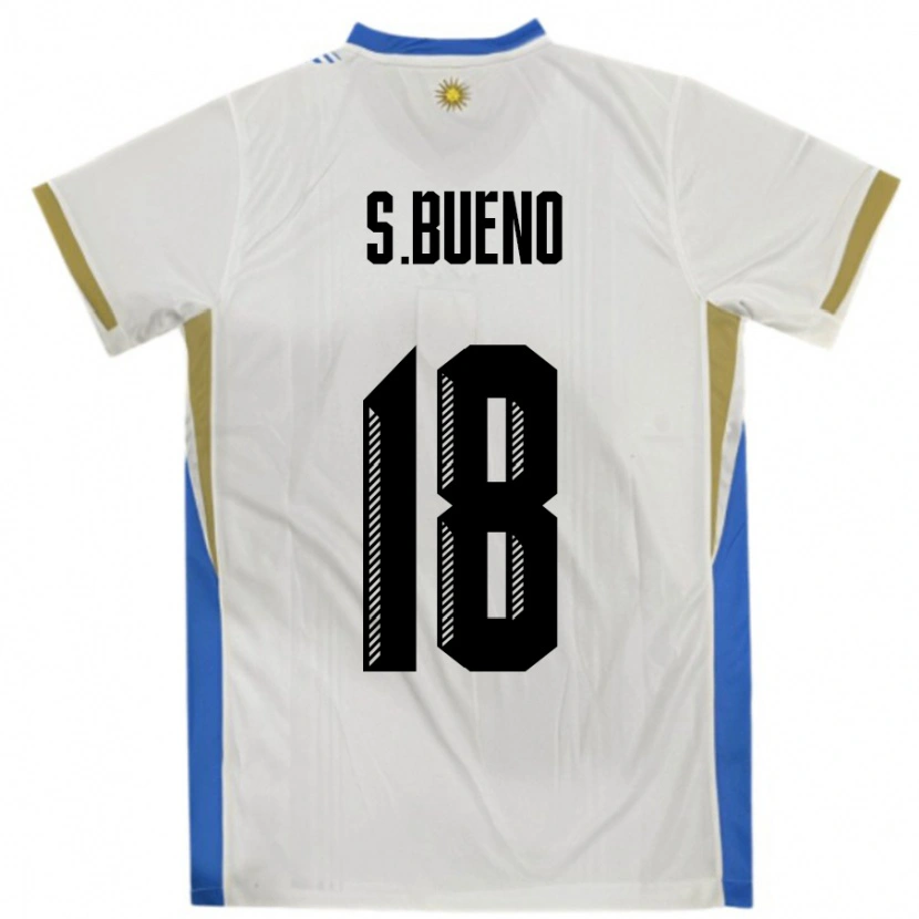 Danxen Pánské Uruguay Santiago Bueno #18 Bílá Modrá Daleko Hráčské Dresy 24-26 Dres