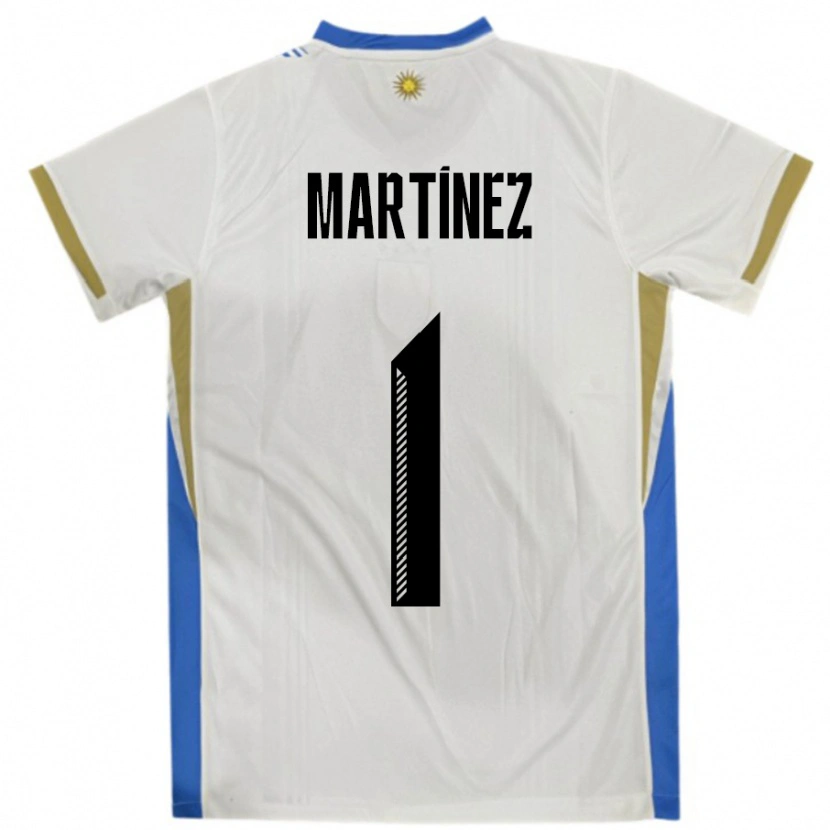 Danxen Pánské Uruguay Kevin Martínez #1 Bílá Modrá Daleko Hráčské Dresy 24-26 Dres