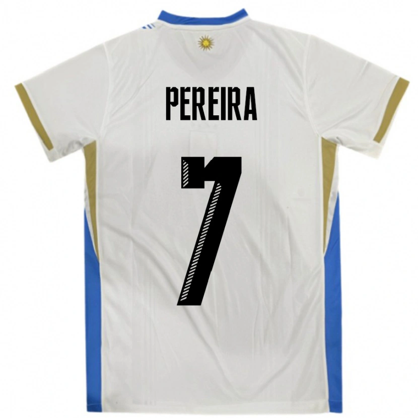 Danxen Pánské Uruguay Bruno Pereira #7 Bílá Modrá Daleko Hráčské Dresy 24-26 Dres