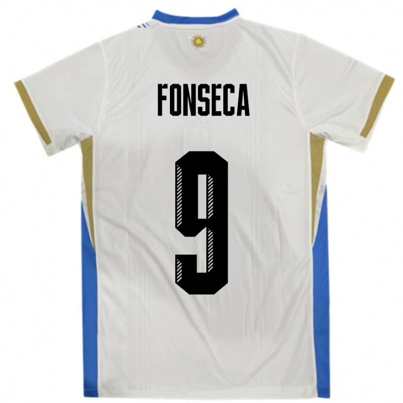 Danxen Pánské Uruguay Matías Fonseca #9 Bílá Modrá Daleko Hráčské Dresy 24-26 Dres
