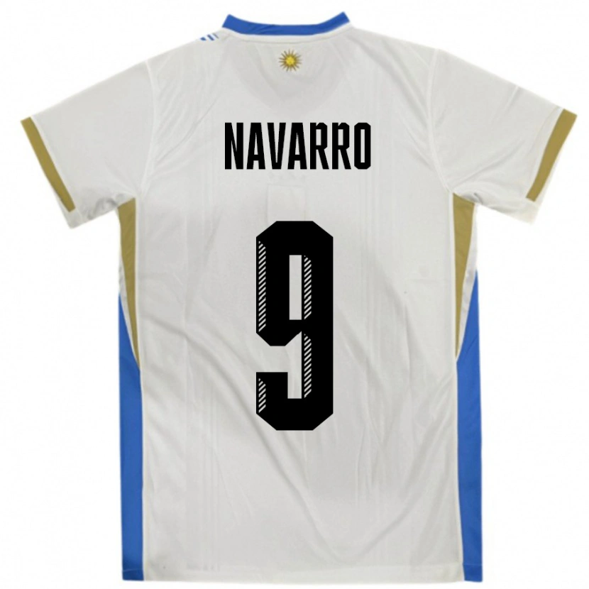 Danxen Pánské Uruguay Lautaro Navarro #9 Bílá Modrá Daleko Hráčské Dresy 24-26 Dres