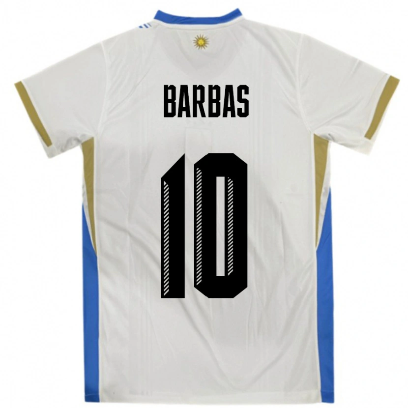 Danxen Pánské Uruguay Germán Barbas #10 Bílá Modrá Daleko Hráčské Dresy 24-26 Dres