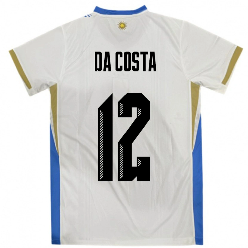Danxen Pánské Uruguay Paulo Da Costa #12 Bílá Modrá Daleko Hráčské Dresy 24-26 Dres