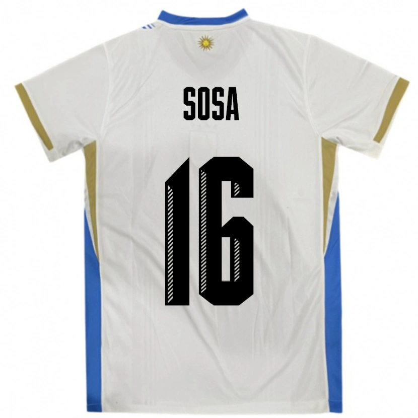 Danxen Pánské Uruguay Santiago Sosa #16 Bílá Modrá Daleko Hráčské Dresy 24-26 Dres