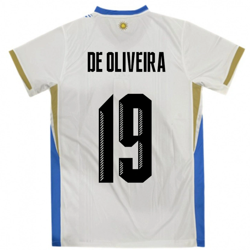 Danxen Pánské Uruguay Emiliano De Oliveira #19 Bílá Modrá Daleko Hráčské Dresy 24-26 Dres