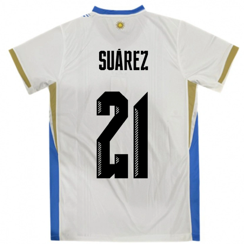 Danxen Pánské Uruguay Pablo Suárez #21 Bílá Modrá Daleko Hráčské Dresy 24-26 Dres