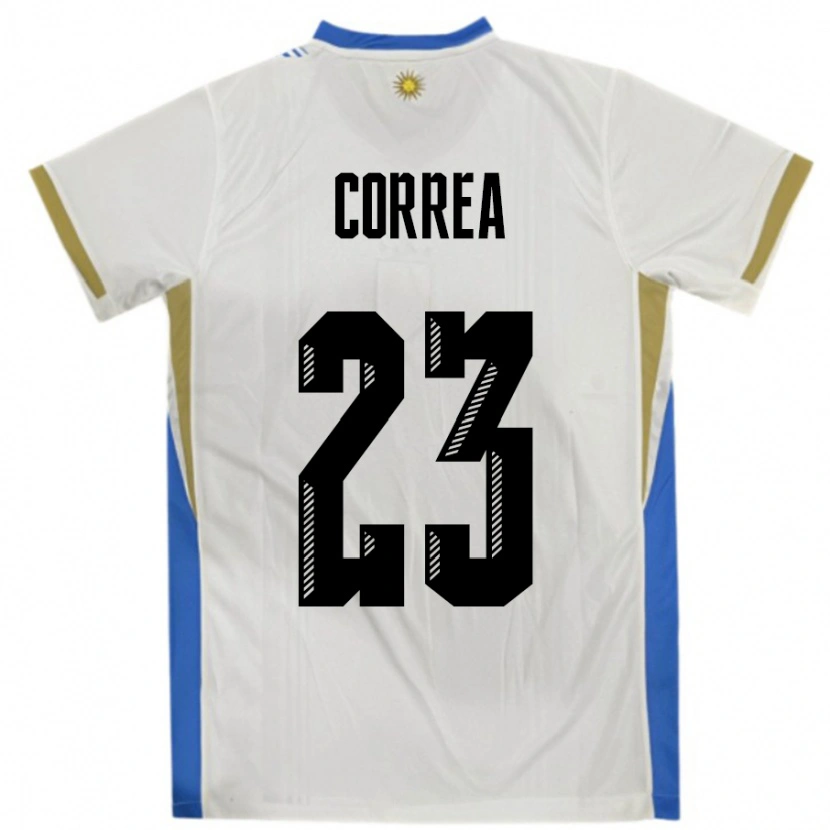 Danxen Pánské Uruguay Fabrizio Correa #23 Bílá Modrá Daleko Hráčské Dresy 24-26 Dres