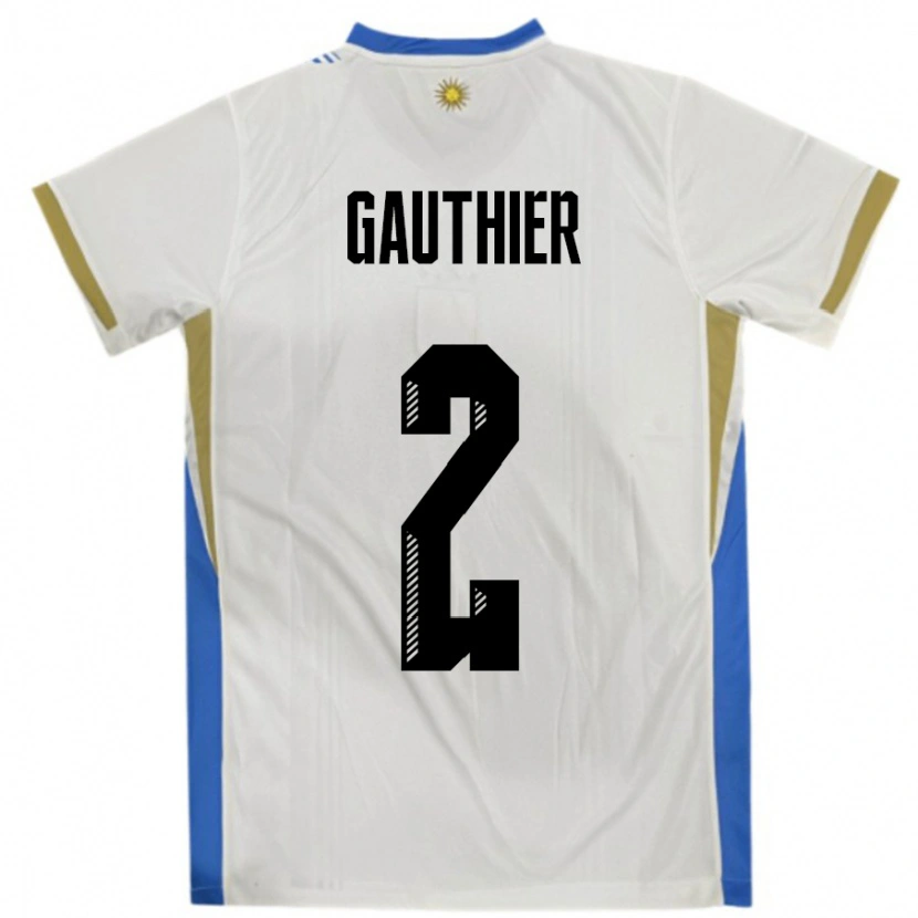 Danxen Pánské Uruguay Valentin Gauthier #2 Bílá Modrá Daleko Hráčské Dresy 24-26 Dres