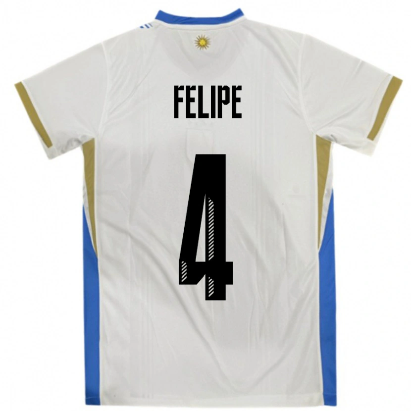 Danxen Pánské Uruguay Laura Felipe #4 Bílá Modrá Daleko Hráčské Dresy 24-26 Dres