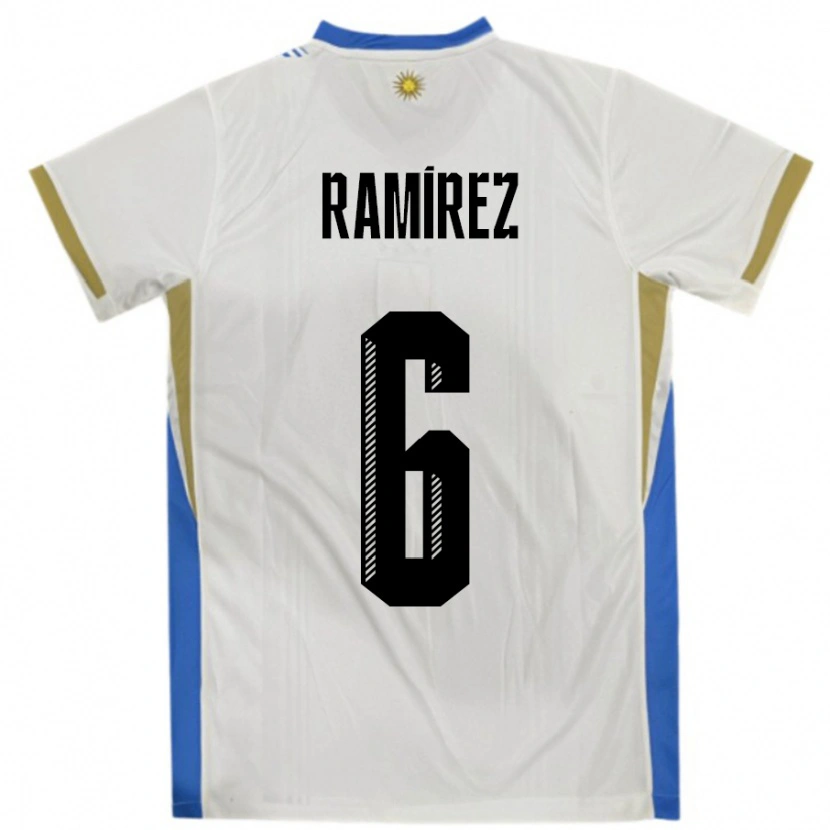 Danxen Pánské Uruguay Sindy Ramirez #6 Bílá Modrá Daleko Hráčské Dresy 24-26 Dres