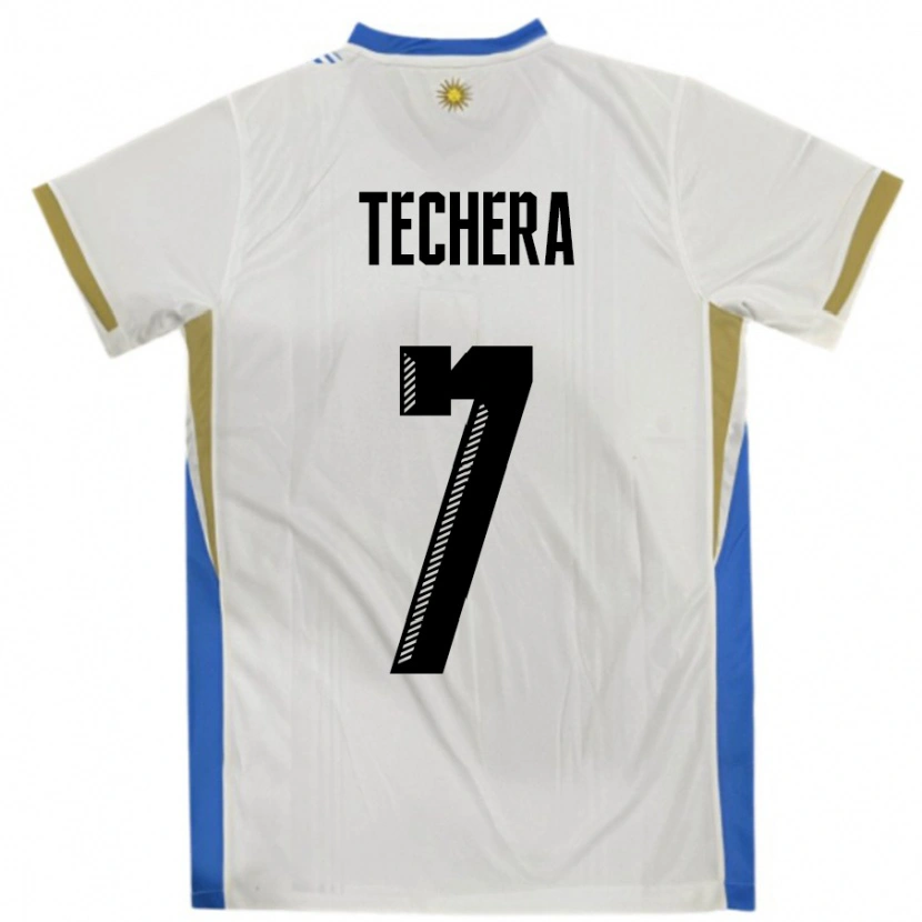 Danxen Pánské Uruguay Facundo Techera #7 Bílá Modrá Daleko Hráčské Dresy 24-26 Dres